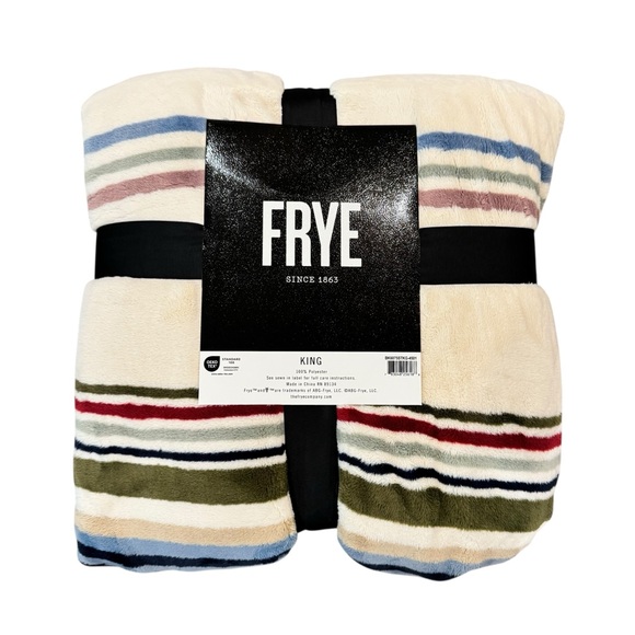 NEW Frye Silky Soft Striped King Size Fleece Blanket - Picture 5 of 6